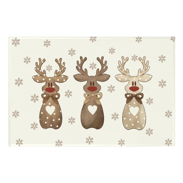 Indoor Christmas Rug 2x3 Reindeer Snowflakes Xmas Decorative Throw Rugs Small Low-Profile Non-Slip Door Mat Winter Area Rug for Entryway Bedroom Bathroom Kitchen Laundry Room - color: Reindeer