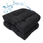 MTMR Water-Repellent Outdoor Patio Chair Cushions Set of 2, 19'X19' Thick Seat Cushions with High Elasticity PP Cotton, Tufted Design for Outdoor Furniture - color: Black
