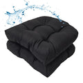 MTMR Water-Repellent Outdoor Patio Chair Cushions Set of 2, 19'X19' Thick Seat Cushions with High Elasticity PP Cotton, Tufted Design for Outdoor Furniture - color: Black