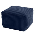 MeMoreCool Square Stuffed Pouf Ottoman Foot Rest, Stripe Furry Floor Pouf Foot Stool with Foam Chunk Filling, Soft Fluffy Stuffed Ottoman Footrest for Living Room, Faux Fur Navy - color: Ribbed Navy