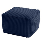MeMoreCool Square Stuffed Pouf Ottoman Foot Rest, Stripe Furry Floor Pouf Foot Stool with Foam Chunk Filling, Soft Fluffy Stuffed Ottoman Footrest for Living Room, Faux Fur Navy - color: Ribbed Navy