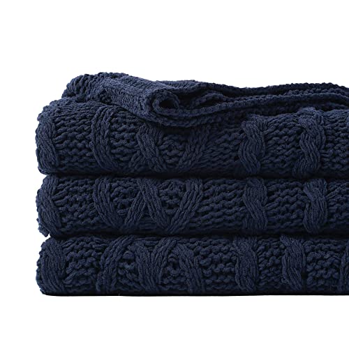 Battilo Navy BlueThrow Blanket for Couch, 51"x67", Chenille Knit Throw Blanket, Super Soft Warm Blanket, Decorative Christmas Textured Throw Blanket for Bed,Living Room - color: Navy