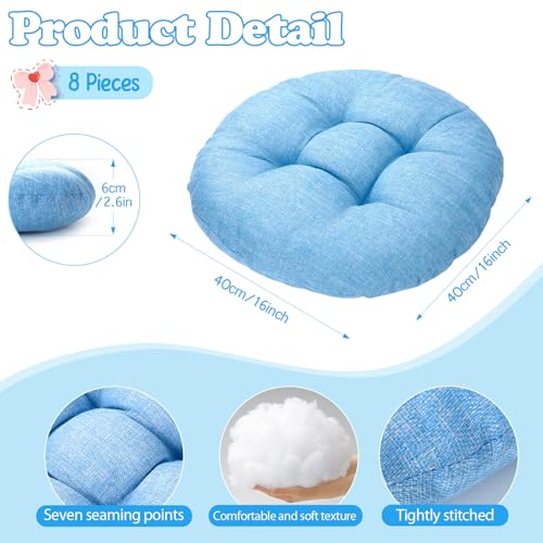 Fumete 8 Pcs 16 Inch Floor Cushions Pillow for Kids Bulk Classroom Round Flexible Seating Floor Cushions for Students Home Daycare School Reading Corner Yoga Meditation Picnic (Sky Blue) - color: Sky Blue