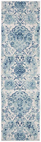 SAFAVIEH Madison Collection Runner Rug - 2'3" x 8', Cream & Turquoise, Boho Chic Glam Paisley Design, Non-Shedding & Easy Care, Ideal for High Traffic Areas in Living Room, Bedroom (MAD600E) - color: Cream/Turquoise, size: 2'3" x 8' (Runner)