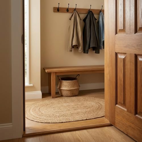Boho Oval Jute Rug - Reversible Natural Fiber Hearth Carpet- Eco Friendly Floor Covering for Kitchen - Doorway Hand Woven, Natural,2' x 3' - color: Natural, size: 2' x 3' (Oval)