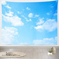 BELECO Light Blue Sky Tapestry Backdrop 118x98 Inch Sky Clouds Tapestries Ceiling Wall Bedroom Living Room Dorm Home Decor - size: 118"L x 98"W