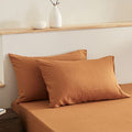 Simple&Opulence Linen Pillowcases 1 Pair Basic Style 55% Euro Linen 45% Cotton Blend Solid Color Flax Shams Set of 2, King Size 20"x40", Rust - color: Rust, size: 20"x40"
