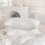 JELLYMONI Pillowcases King Size Bright White 2 Pack Boho Plaid Bed Pillow Covers 20x36in Polyester Envelope Pillow Shams Tufted Bohemian Textured (Pillows are not Included) - color: 04 - Bright White - Grid, size: 36" x 20" (Pack of 2)