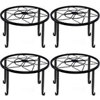 4 Pack Black Metal Potted Plant Stand for Indoor and Outdoor Plants 9.1 inches Heavy Duty Flower Pot Planter Holder, Metal Rustproof Iron Garden Container Round Supports Rack for Planter Pumpkin Stand