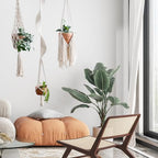 Modern Minimalist Bohemian Style Hanging Planters Plant Net Pocket Hand Woven Hanging Basket Holder Tapestry Flower Basket with Exquisite Tassel Indoor Balcony Decoration (3 in 1) - size: 3 in 1