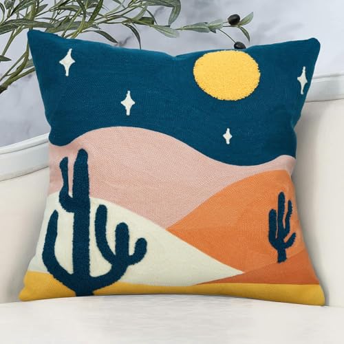 JASEN Abstract Boho Pillow Covers 20x20 inch, Soft Mid Century Mountain Decorative Throw Pillows for Couch Bed Sofa Bedroom（Only 1 Pillow Cover） - color: Cactus, size: 20" x 20" (Pack of 1)