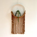 SlenyuBridal Brown Macrame Wall Hanging, Art Woven Boho Home Decor, Wall Pendent Weaving Dried Flower Decorative Net Bag, Beautiful Wall Art for Apartment, Dorm Room Decoration