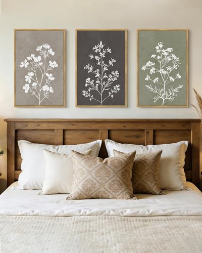 Drsoum Flower Framed Wall Art Vintage Floral Minimalist Wall Hanging Decor Farmhouse Colorful Botanical Prints Artwork for Bedroom Living Room Hallway 16x24in Natural Framed - color: Retro Flower, size: 16x24in, Natural Framed
