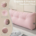 Headboard Pillow Wedge Pillow Headboard Dorm Headboard Twin XL Long Back Pillow for Bed Sitting up Sleeping Bolster Pillow for Mattress Gap Filler - color: Pink