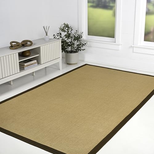 JONATHAN Y Border Jute Indoor Area Rug Natural/Brown 3X5 ft, Camden Farmhouse Cottage for Living Room, Bedroom, Kitchen, Office, Easy-Cleaning, High Traffic, Pet-Friendly, Non-Shedding KTN100B-3 - color: Natural/Brown, size: 3' x 5' (Rectangular)