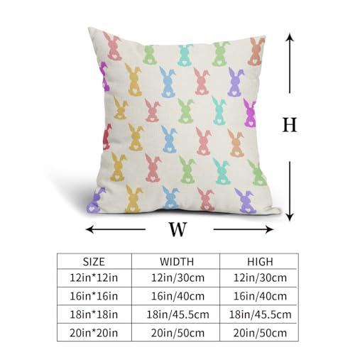 Easter Cute Rabbits Pillow Covers 16x16 Inches Colorful Bunny Throw Pillow Case Set of 2 Easter Spring Pillow Cover Cotton Linen Cushion Cover for Home Couch Sofa Bedroom Livingroom - color: Colorful Bunny231123, size: 16" x 16" (Pack of 2)