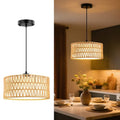Pendant Lights, Plug in Pendant Light, Hanging Lamp, Boho Lamp, Woven Rattan Pendant Lamp Shade for Kitchen Island, Modern Farmhouse Chandelier Light Fixtures (Bohemian 2)