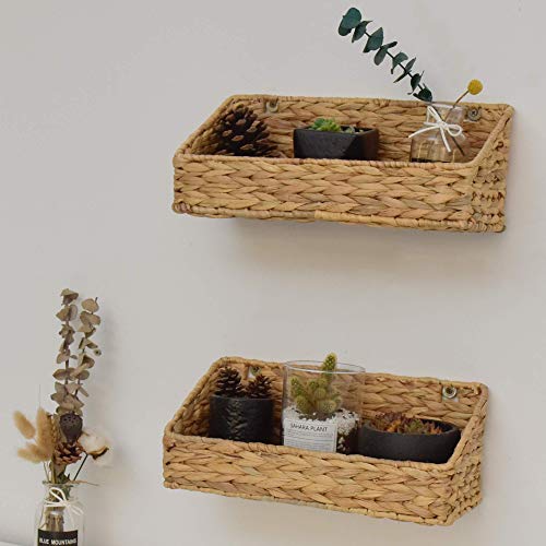 StorageWorks Woven Wall Baskets for Storage, Water Hyacinth Baskets for Shelf, Wall Storage for Kitchen and Bathroom, Hanging Baskets for Organizing, 2 Pack - color: Natural (Water Hyacinth)