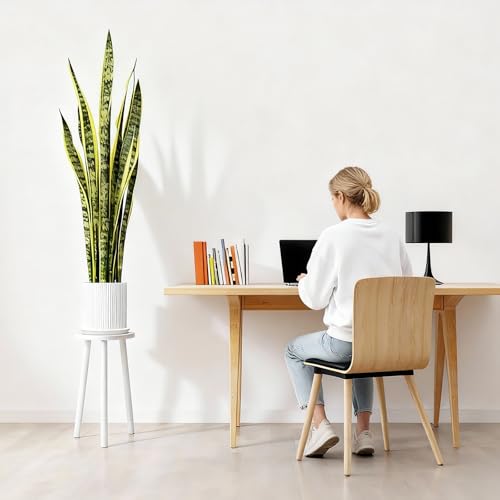 5-Pack Wood Plant Stands Indoor, Single Plant Stand for 6-22 Inch Pots, Mid-Century Modern Plant Stool, Tall Plant Stand for Large Plants Perfect Fit for Living Room, Balcony, Office(Retro White) - color: Retro White
