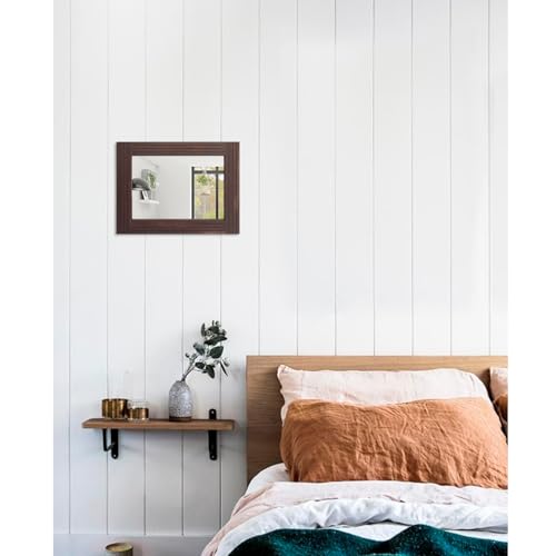 Mirrors for Wall Rustic Wooden Frame Rectangle Mirror Vintage Hanging Mirror for Bedroom Bathroom Living Room Farmhouse Wall Decor Brown Small 16" x 12 " - color: Tanned, size: 16"L x 12"W