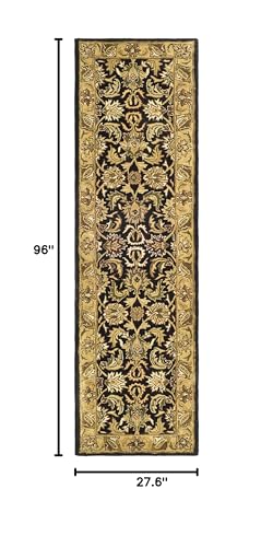 SAFAVIEH Classic Collection 2'3" x 8' Black / Gold CL252A Handmade Traditional Oriental Premium Wool Runner Rug - size: 2'3" x 8' (Runner)