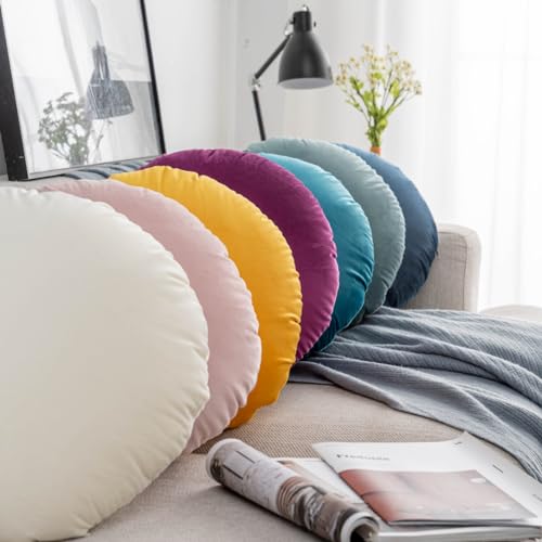 S_SSOY Round Throw Pillow 18",Soft Dutch Fleece Throw Pillow Round Cushion Floor Pillows for Living Room Sofa Bed Chair Floor Car Home Decoration (Pink) - color: Pink