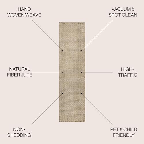 JONATHAN Y Estera Hand Woven Boucle Chunky Jute Ivory Runner Rug, 2x8, Bohemian, Transitional, Easy-Cleaning for Living Room, Bedroom, Kitchen, Pet Friendly, Non-Shedding (NFR102B-28) - color: Ivory, size: 2'2" x 8' (Runner)