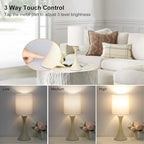 Seaside village Dimmable Bedside Lamp, 3 Way Touch Control Table Lamp, Modern Nightstand Lamp with Beige Shade and Cream Base, Small Desk Lamp for Living Room, Dorm, Home Office, 9W LED Bulb Included - color: Cream Base with Beige Shade