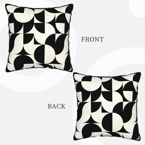 Black and White Boho Velvet Throw Pillow Covers 18x18 Inches Farmhouse Home Decor Pillowcase Mid Century Modern Geometric Abstract Cushion Cover for Sofa Bed Living Room - color: Mid Century Modern Black and White, size: 18" x 18" (Pack of 1)