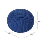 Round Pouf Ottoman, 18" Bordeaux Knitted Cotton Woven Round Pouf, Sofa Footrest Suitable for Living Room, Bedrooms, Home, Offices (Navy Blue) - color: Navy Blue