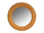 Real Authentic Honey Wicker Rattan Mirror 23" Round