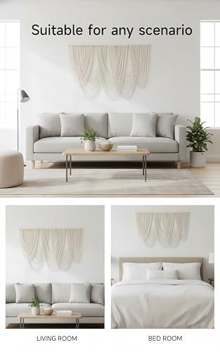 Large Macrame Wall Hanging Macrame Wall Decor Tapestry For Headboard Bedroom Livingroom Boho Fiber Home Art (White-F) - color: White-F