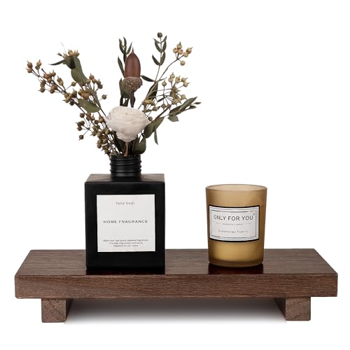 zoocatia Small Wood Tray Pedestal Stand Farmhouse Bathroom Decor Decorative Wooden Riser Kitchen Soap Dish Holder for Vanity, Counter, Sink, 10" x 4.5" - Walnut - color: Walnut, size: 10" x 4.5" x 1.6"