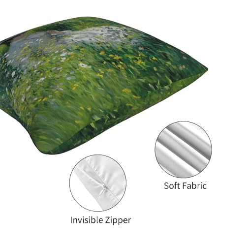 Monet Throw Pillow Covers 18 X 18 Inch Set of 4 Decorative Cushion Cover Home Decor for Sofa Chair Couch Bedroom Living Room - color: Monet