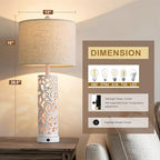 OYEARS 2-in-1 Light Table Lamp Set of 2 for Living Room, 28.5" Farmhouse Bedside Lamps with USB Charging Port, Main&Night Light & Dual Switches, Nightstand Lamp for Bedroom Home Office(Bulb Included) - color: Matte White