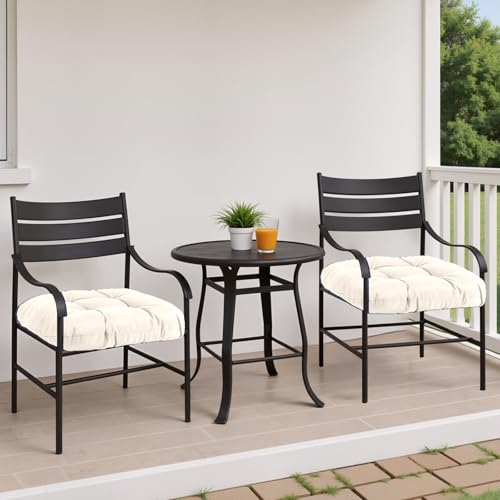 MTMR Water-Repellent Outdoor Chair Cushions Set of 2, 19”X19” Patio Chair Cushions with High Elasticity PP Cotton, Thick Tufted Outdoor Patio Furniture Cushions, Seat Cushions for Outdoor Furniture - color: Beige
