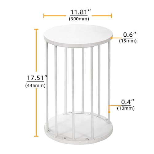Plant Stand Indoor,small plant stool,Flower Pot Corner stand holder,Mid Century Heavy Duty Metal Tall Home Decor,Modern Round End Table,Small Rustic Display Stand for Living Room,Bedroom(White,18In) - color: 45cm white