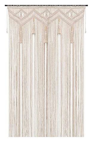 Boho Curtains for Bedroom Macrame for Windows Living Room Boho Decor Large Macrame Wall Hanging Beaded Curtain for Doorway Closet Curtains Wedding Backdrop, 1 Panel 52''W x 72''L