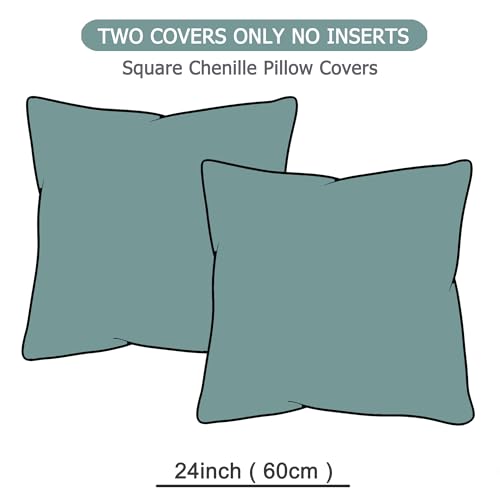 GAWAMAY Decorative Throw Pillow Covers 24x24 Inch Set of 2 for Living Room Couch Bed Sofa, Farmhouse Square Cushion Cover Soft Striped Corduroy Pillow Cases Boho Accent Home Decor (60x60cm) Blue Green - color: Blue Green, size: 24" x 24" (Pack of 2)