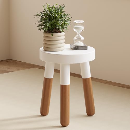 LitaEther 9" Reverse Dipped Wood Plant Stand, Wood Accent Stool,Milking Stool Set (12"+16" Tall) - size: 12"+16" Tall