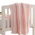 NTBAY 100% Pure Cotton Cable Knit Toddler Blanket, Super Soft Warm Breathable 30x40 Baby Blanket for Crib, Stroller, Nursery, Travel, Newborn, 30x40 Inches, Baby Pink - color: Baby Pink