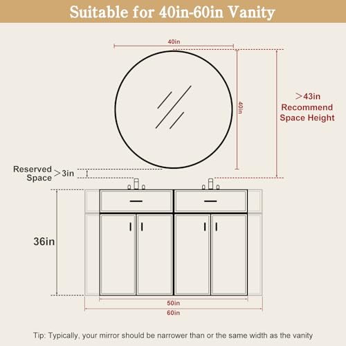 WallBeyond Round Wood Mirror, 40" Round Modern Decoration Large Circle Wall Mirror for Bathroom Living Room Bedroom Entryway, Walnut - color: Walnut, size: 40"L x 40"W