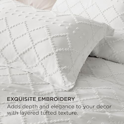 Bedsure Boho Oversized King Duvet Cover - White Breathable & Soft Boho Bedding, Machine Washable Comforter Cover for All Seasons, Includes 1 Duvet Cover 120"x98" with 2 Pillow Shams & Zipper Closure - color: 01 - White (No Comforter), size: Oversized King