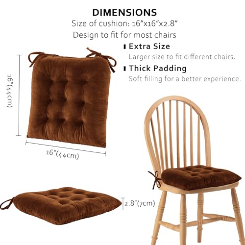 ELFJOY 4 Pack Chair Cushions for Dining Chairs Chair Pads Cushion for Kitchen Office Tufted Square Seat Cushion with Ties (U Shape Coffee) - color: U Shape Coffee