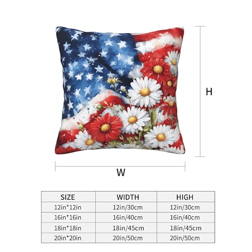4th of July Flower Throw Pillow Covers 18 X 18 Inch Set of 4 Decorative Cushion Cover Home Decor for Sofa Chair Couch Bedroom Living Room - color: 4th of July Flower