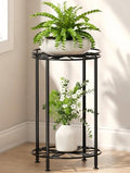 Plant Stand 2-Tier 10.2in Width 16.4in Tall Flower Pot Rack Small Plant Table Metal For Indoor Outdoor