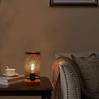 Small Industrial Table Lamps Dimmable, Bedside Lamps for Nightstand,End Table Side Desk lamp with Rustic Black Metal Cage Lampshade for Bedroom, Kids Room Living Room 2700K LED Bulb Included - color: chrysanthemum