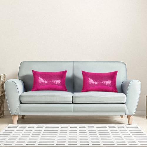 ShinyBeauty Hot Pink Throw Pillow Covers 12X20 Inches Set of 2, Rectangle Pillow Cover, Sequin Fuchsia Pillow Cases for Couch,Sofa,Bed,Living Room Pillows Home Decorations - color: Hot Pink, size: 20" x 12" (Pack of 2)