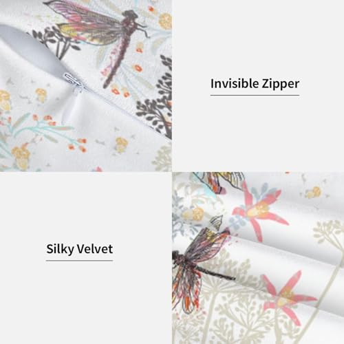 Dragonfly Flower Throw Pillow Covers 18 X 18 Inch Set of 2 Pillow Cases Decoration Cushion Cover for Sofa Bedroom Living Room Outdoor - color: Dragonfly Flower