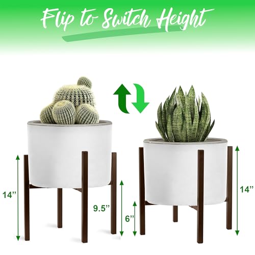 Sorbus Adjustable Metal Plant Stand – Mid Century Style Flower Pot Holder, 10 to 16 Inches Planter Stand for Modern Home Décor, Houseplants – Plant & Pot NOT INCLUDED (Brown, 1 Pack) - color: Brown, size: 10 x 14 to 16 inches